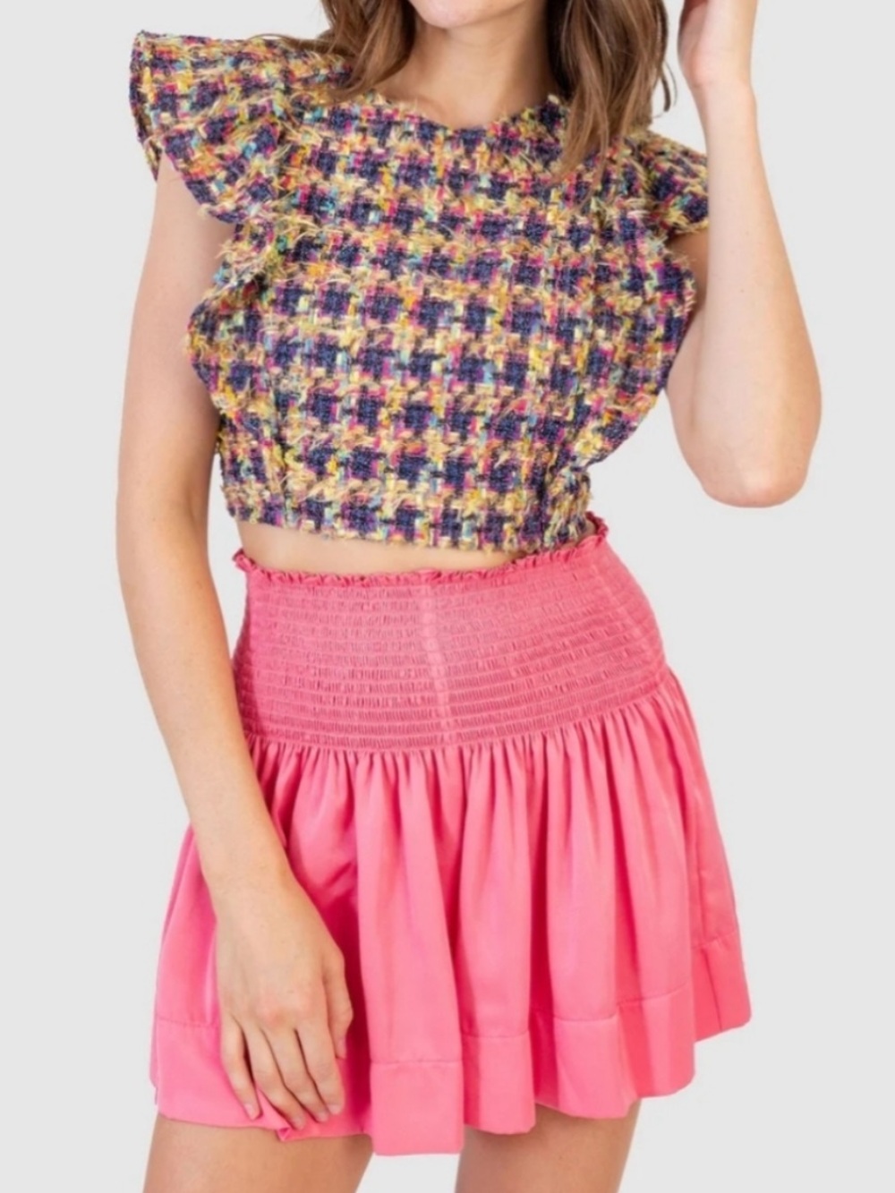KOCH Bubblegum Pink Erica Smocked Skort Shorts Small